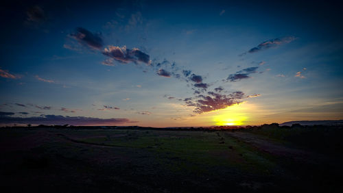 Scenic view of field against sky during sunset