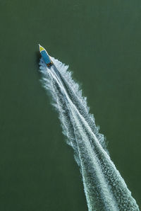 High angle view of airplane on sea