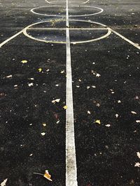 High angle view of basketball court