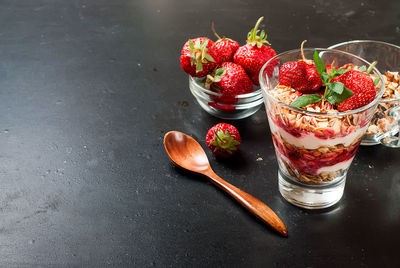 Close-up of breakfast on table