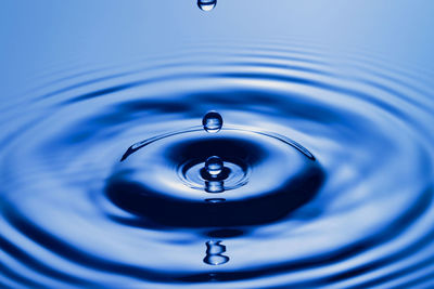 Close-up of drop falling in water