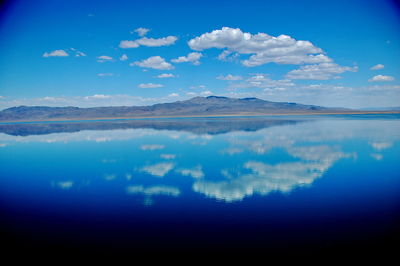 Reflection of clouds in calm lake