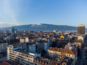 View over the city to vitosha mountain 