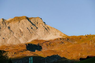 Scenic view of mountains against clear sky