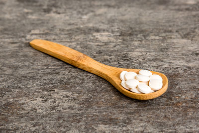 Close-up of pills on table