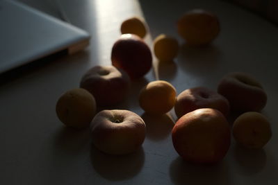 High angle view of fruits on table