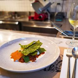 Close-up of food in plate on table