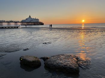 Scenic view of sea during sunset