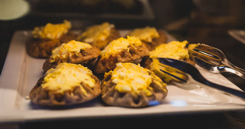 Close-up of food in plate on table