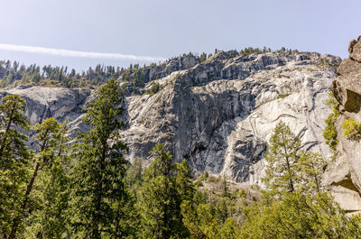 Scenic view of rocky mountains against clear sky