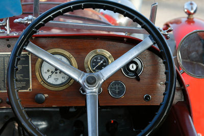 Close-up of steering wheel