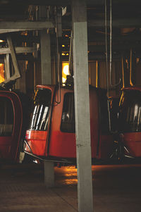 Train at illuminated railroad station