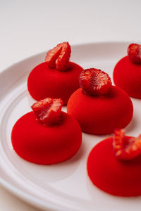 Close-up of strawberries in plate