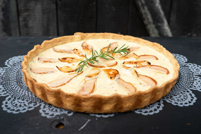 High angle view of cake on table