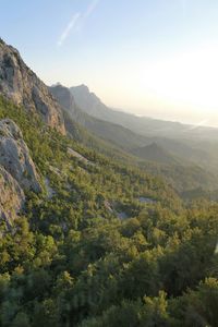 High angle view of mountains against sky