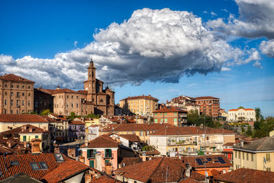 High angle view of townscape against sky