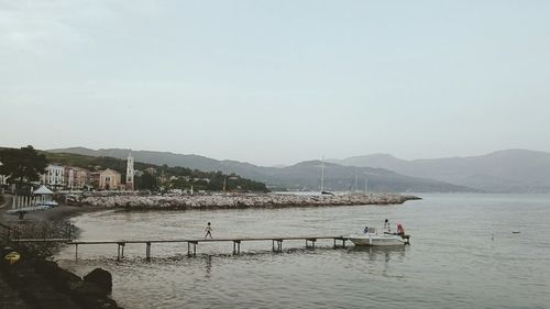 Scenic view of sea against clear sky