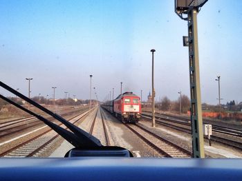 Train on railroad station platform