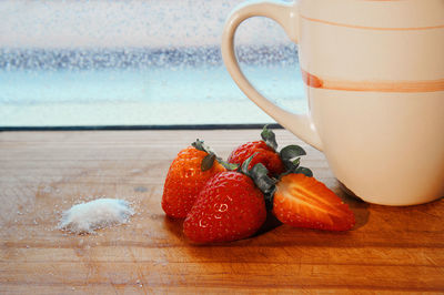 Close-up of breakfast on table