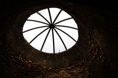 Low angle view of skylight in old building