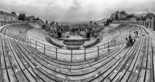 Scenic view inside the ancient theatre of taormina, sicily, italy