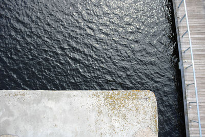 High angle view of diving platforms.