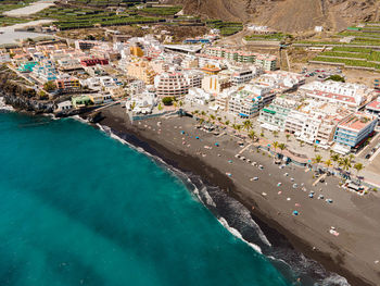 Aerial view on puerto naos in la palma, canary islands, spain