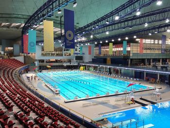 High angle view of people in swimming pool