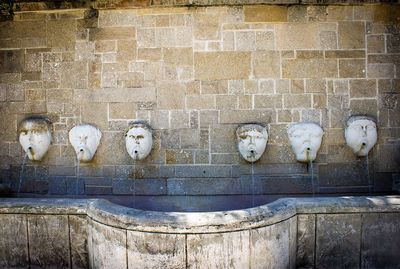 Water fountains on wall at st augustine