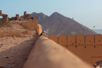 View of fort against mountain range
