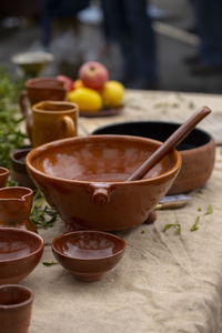 Close-up of fruits in bowl on table