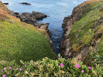 Scenic view of sea and rocks