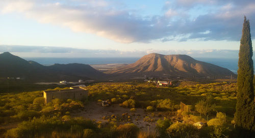 Scenic view of mountains against sky