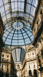 Low angle view of skylight in shopping mall