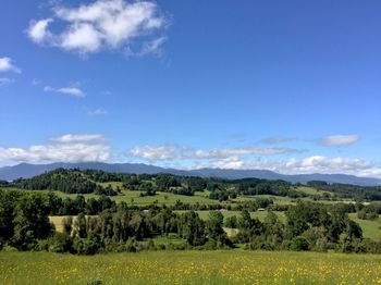 Scenic view of landscape against cloudy sky