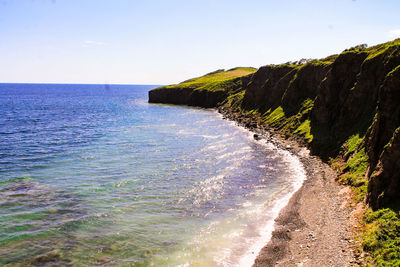 Scenic view of sea against clear sky