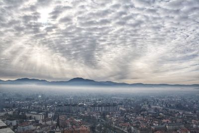 High angle view of townscape against sky