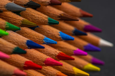 Close-up of multi colored pencils