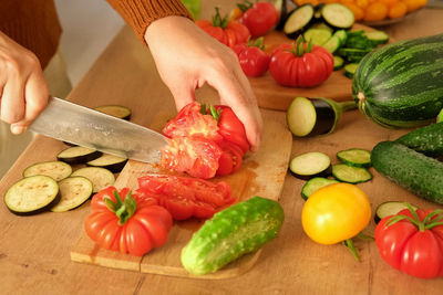 High angle view of food on table