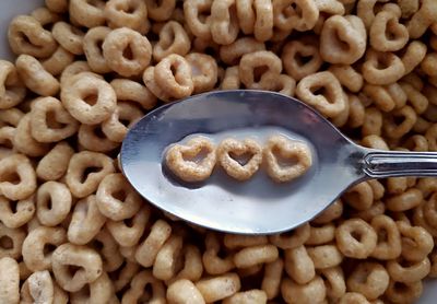 High angle view of breakfast on table