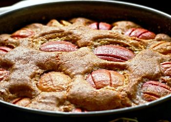 High angle view of meat in cooking pan