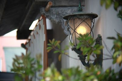 Low angle view of illuminated light bulb