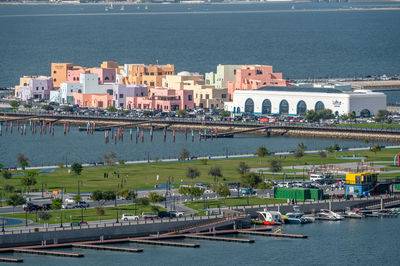 Aerial view of mina district doha port qat