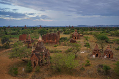 Temple against sky at dusk