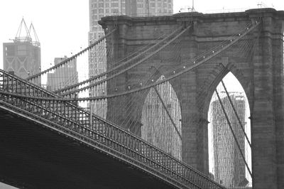 Low angle view of suspension bridge