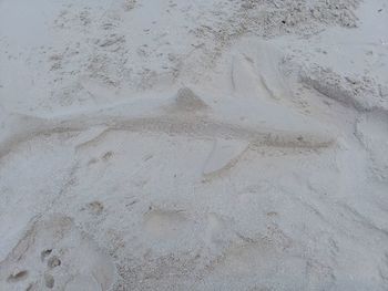 High angle view of sand on beach