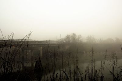 Scenic view of lake against sky during winter