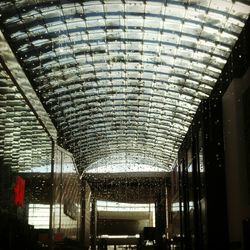 Interior of illuminated railroad station