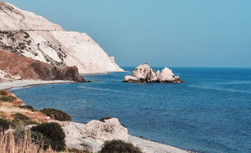 Scenic view of sea against clear sky