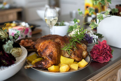 Close-up of meal on table